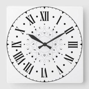 Astrologie Diagramm mit römischen Zahlen Quadratische Wanduhr