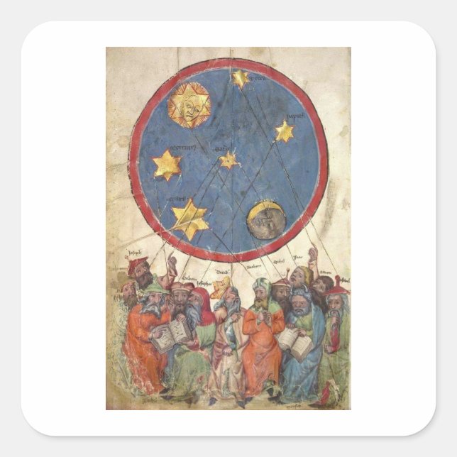 Astrologie. Die 7 antiken Planeten und das alte Te Quadratischer Aufkleber (Vorderseite)