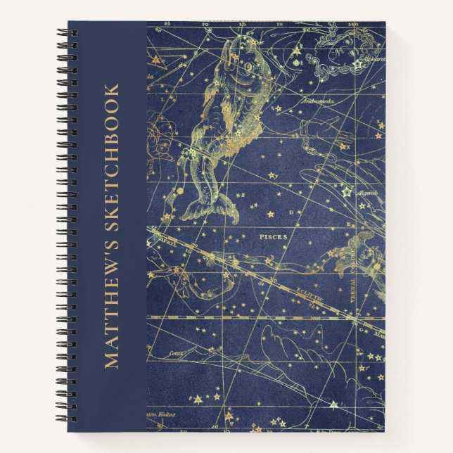 Astrologie Fisces Horoskop Sketchbook mit Namen Notizbuch (Vorderseite)