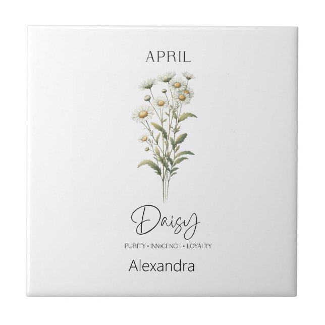 Astrologie Geburtsmonat April | Blume Daisy Fliese (Vorderseite)
