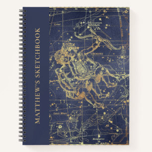 Astrologie Gemini Horoskop Sketchbook mit Name Notizbuch
