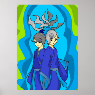 Astrologie Gemini Twins Wall Art Poster