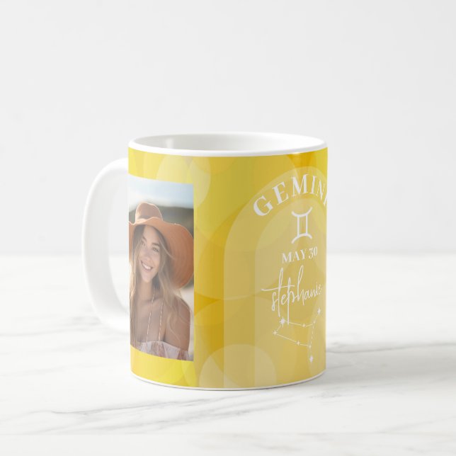 Astrologie Gemini Zodiac Sign Foto Custom Geburtst Kaffeetasse (Vorderseite Links)