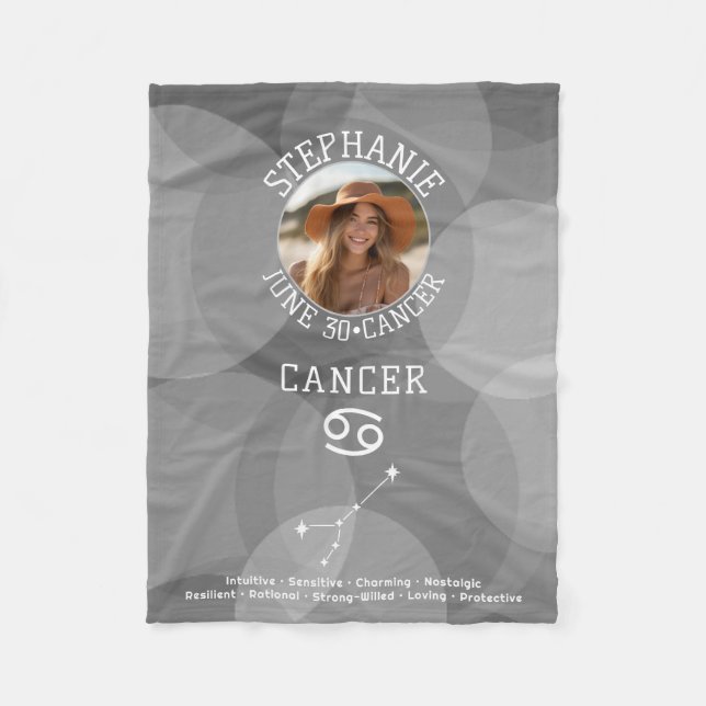 Astrologie Krebs Zodiac-Zeichen Foto Custom Geburt Fleecedecke (Vorderseite)