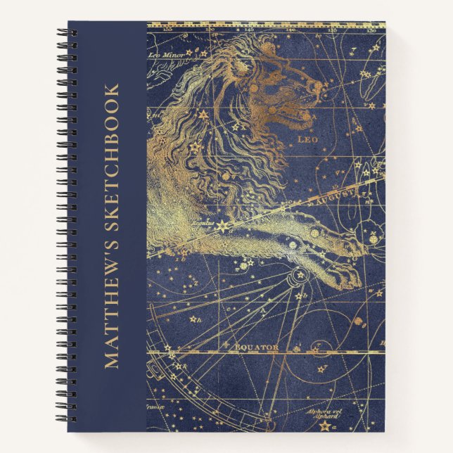 Astrologie Leo Horoscope Sketchbook mit Name Notizbuch (Vorderseite)