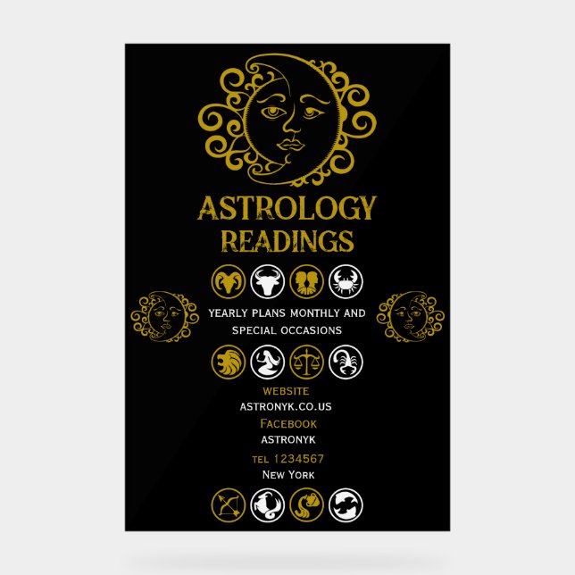 Astrologie Lesen Acrylschild (Vorderseite)