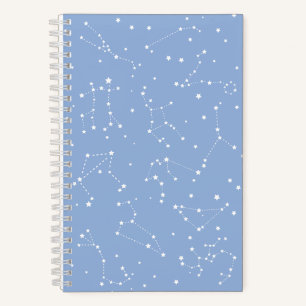 Astrologie Pastellblau Weiße Sterne Konstellation Notizbuch