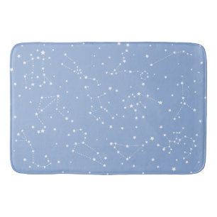 Astrologie Pastellblau Weiße Sterne Sternbild Badematte
