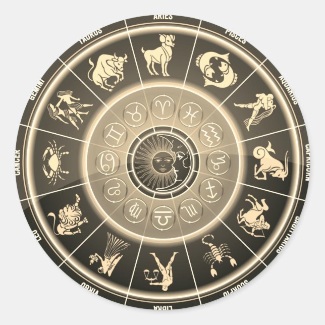 Astrologie Runder Aufkleber (Vorderseite)