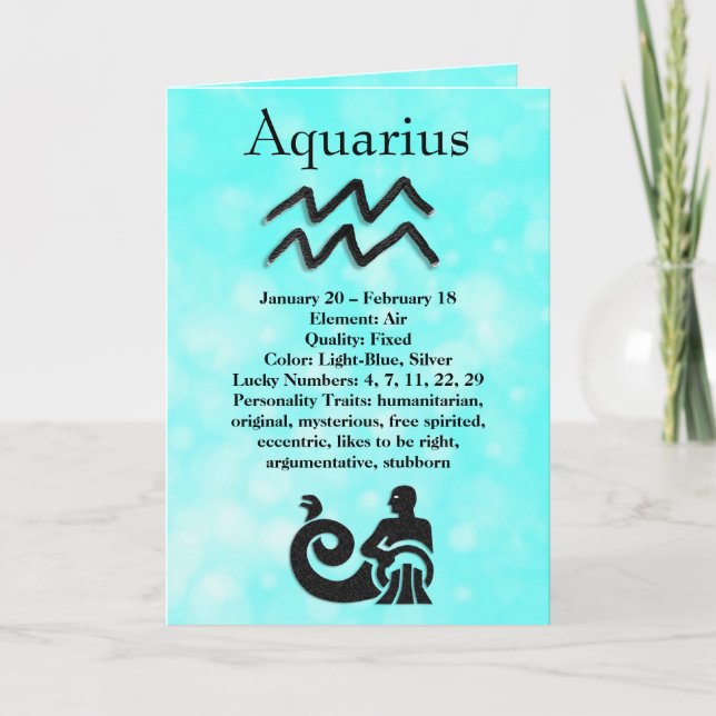 Astrologie Schild Aquarius Horoskop Zodiac Karte (Vorderseite)