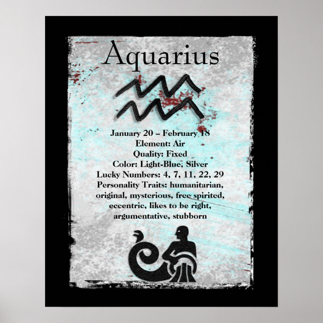 Astrologie Schild Aquarius Horoskop Zodiac Symbol (Vorne)