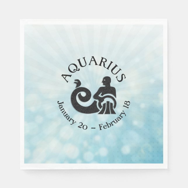 Astrologie Schild Aquarius Horoskop Zodiac Symbol Serviette (Vorderseite)