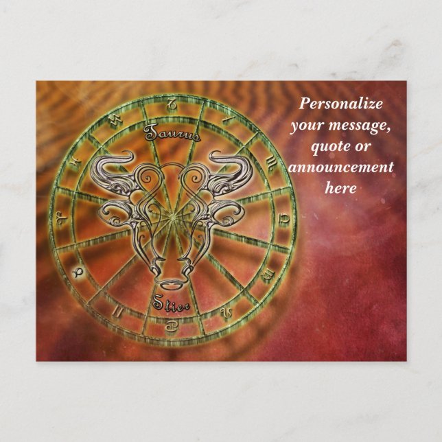 Astrologie Taurus Horoskop Personalisieren Botscha Ankündigungspostkarte (Vorderseite)
