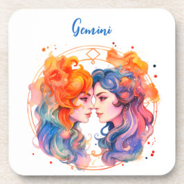 Astrologie Tierzeichen von Gemini in Aquarellfarbe Getränkeuntersetzer