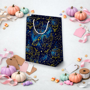 Astrologie Türkis Gold Witchy Katze Mittlere Geschenktüte