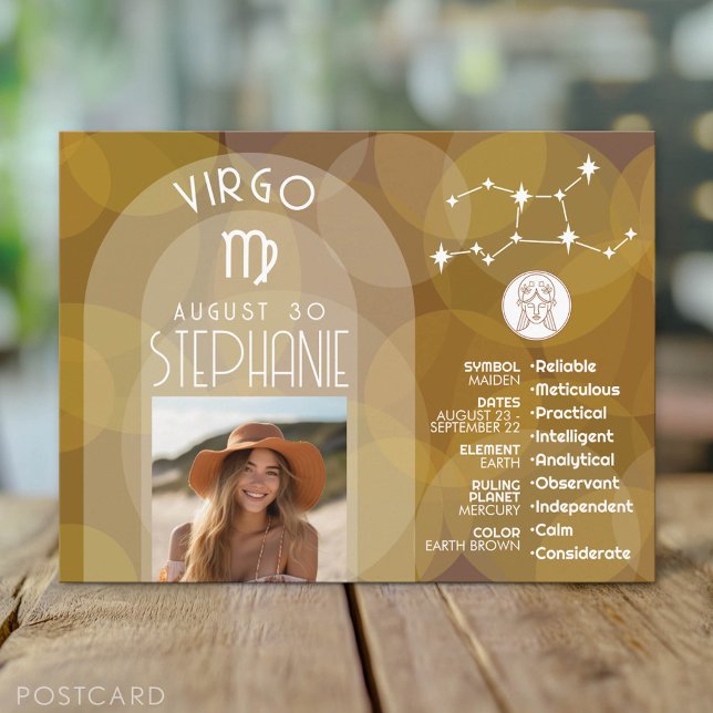 Astrologie Virgo Zodiac Signage Foto Custom Geburt Postkarte (Custom Postcard)