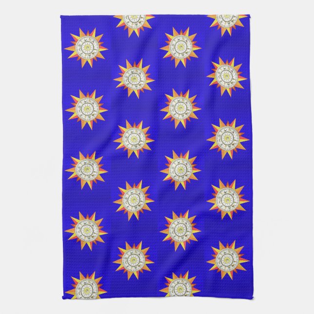 Astrologie Zodiac Blue Cuisine Serviette main (Vertical)