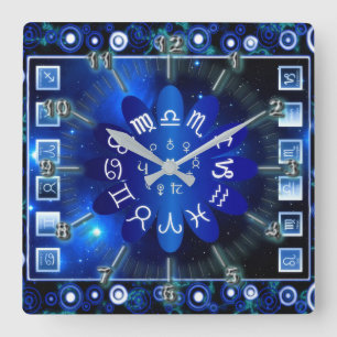 astrologisch quadratische wanduhr