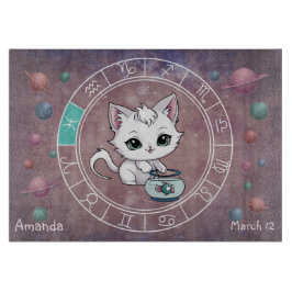 Astrologische Fische Niedliche Katze Zodiac Wheel Schneidebrett