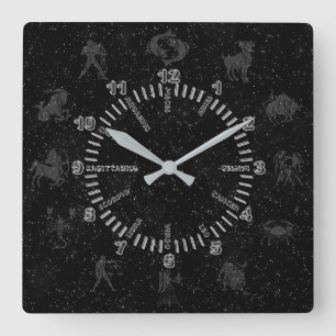 Astrologische Zeichen Quadratische Wanduhr
