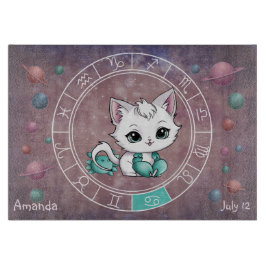 Astrologischer Krebs Niedliche Katze Zodiac Wheel Schneidebrett