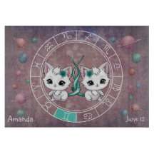 Astrologisches Gemini Niedliche Katze Zodiac Wheel