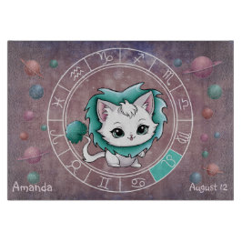 Astrologisches Leo Niedliche Katze Zodiac Wheel Schneidebrett