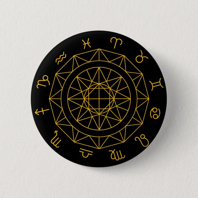 Astrologisches Rad - Zodiaka-Zeichen Button (Vorderseite)