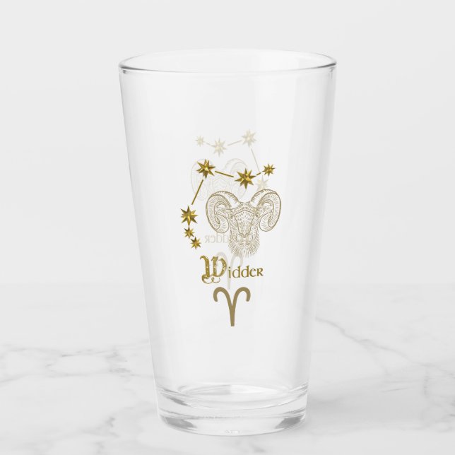 Astrologisches Sternzeichen Widder - Gold Glas (Vorderseite)