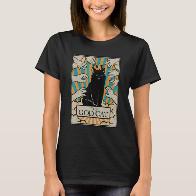 Astrology The God Cat Goth Tarot Card Reader Witch T-Shirt (Vorderseite)