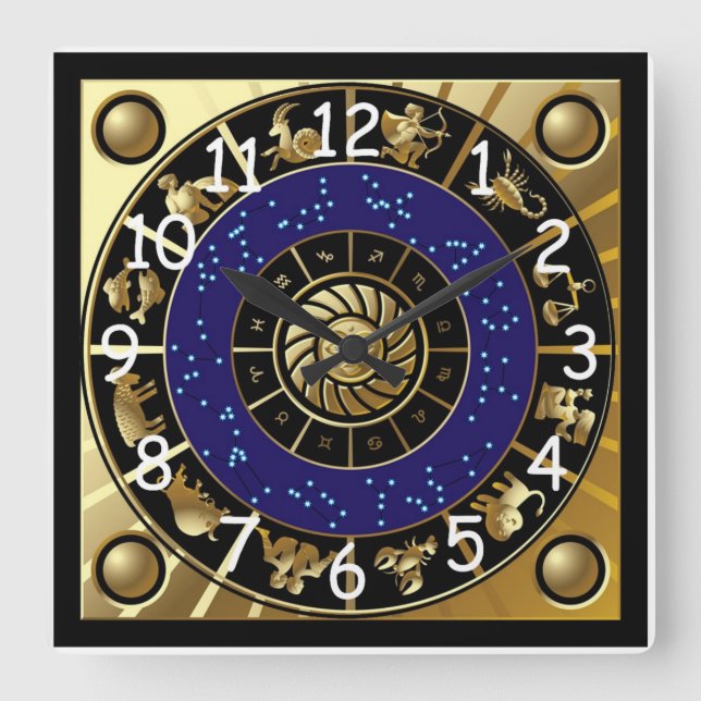 Astrology Wall Clock Quadratische Wanduhr (Vorderseite)