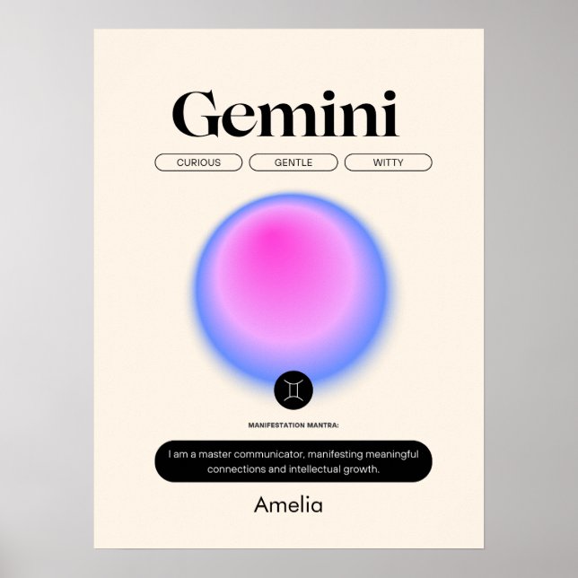 Astrology Zodiac Sign Gemini Poster (Devant)