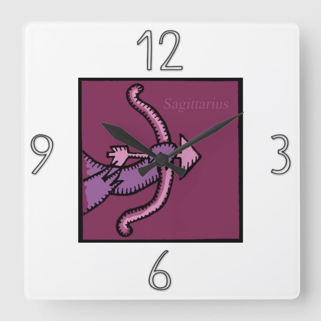 Astrology Zodiac Sign Sagittarius Wall Clock Quadratische Wanduhr (Vorderseite)