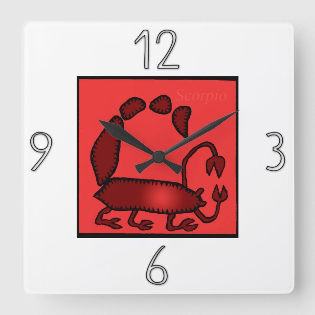 Astrology Zodiac Sign Scorpio Wall Clock Quadratische Wanduhr (Vorderseite)