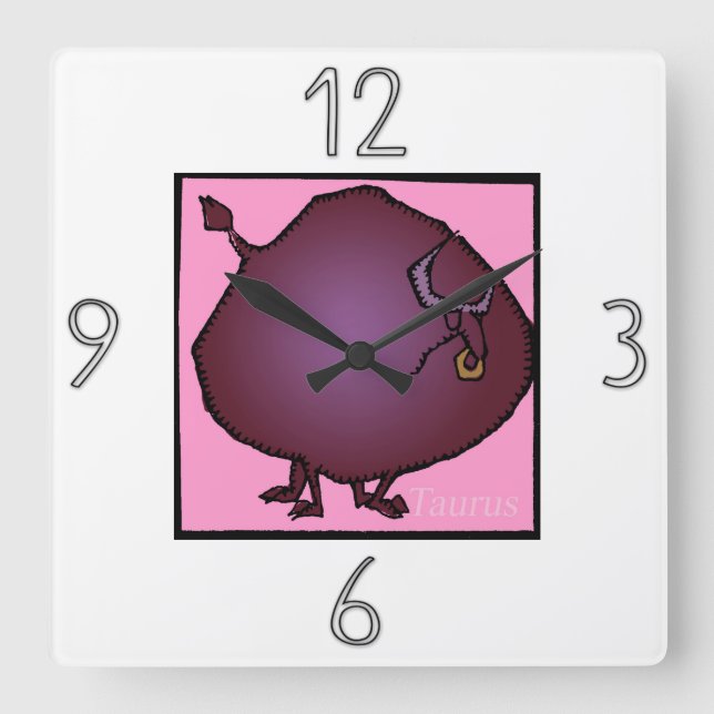 Astrology Zodiac Sign Taurus Wall Clock Quadratische Wanduhr (Vorderseite)