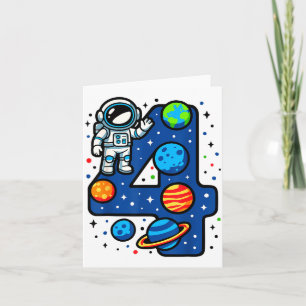 Astronaut 4. Geburtstagsfeier 4 Jahre altes Jungen Karte