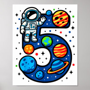 Astronaut 5. Geburtstagsfeier 5 Jahre alter Junge  Poster