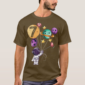 Astronaut 7. Geburtstag Jungs Mädchen Weltraum-Lie T-Shirt