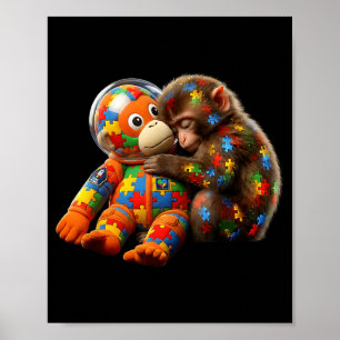 Astronaut Affe Autismus-Bewusstsein Weltraum autis Poster