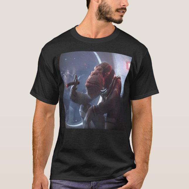 Astronaut-Affe raucht im Weltraum ein Auto T-Shirt (Vorderseite)