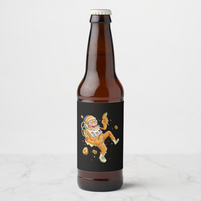 Astronaut-Affenraum Bierflaschenetikett (Vorderseite)