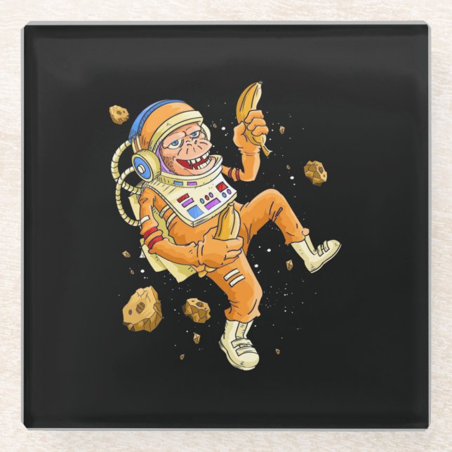 Astronaut-Affenraum Glasuntersetzer (Vorderseite)