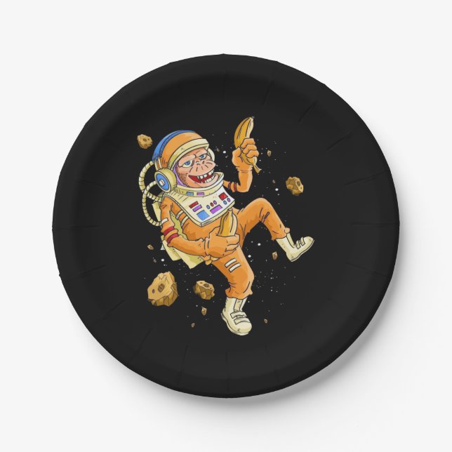 Astronaut-Affenraum Pappteller (Vorderseite)