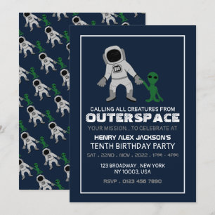 Astronaut & Alien, Geburtstag Einladung
