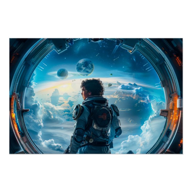 Astronaut am Aussichtspunkt Poster (Vorderseite)