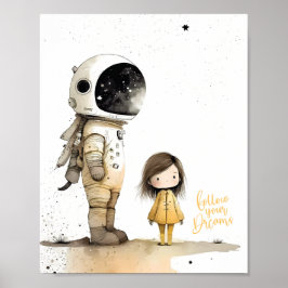 Astronaut and girl Poster
