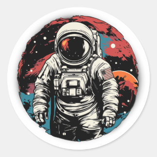 Astronaut ArtColor 03 Runder Aufkleber