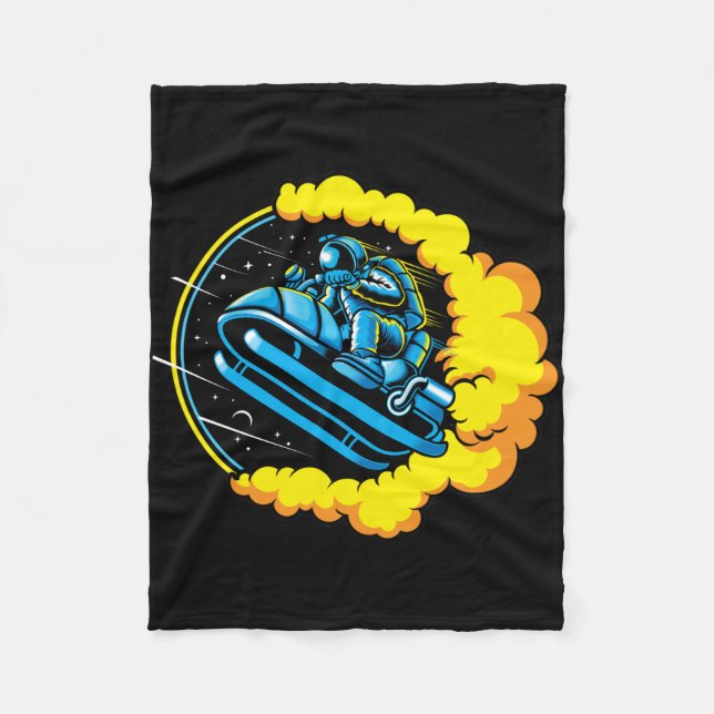 Astronaut Astro-Jump mit Schneemobil Fleecedecke (Vorderseite)