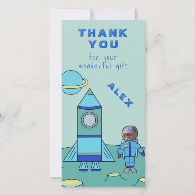 Astronaut auf dem Mond Danke, dass du dein Gesicht Dankeskarte (Vorderseite)