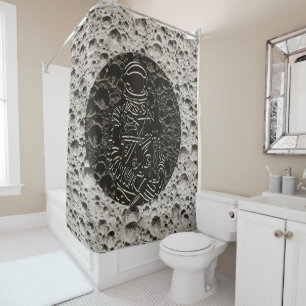 Astronaut auf dem Mond Space Black & Gray Duschvorhang